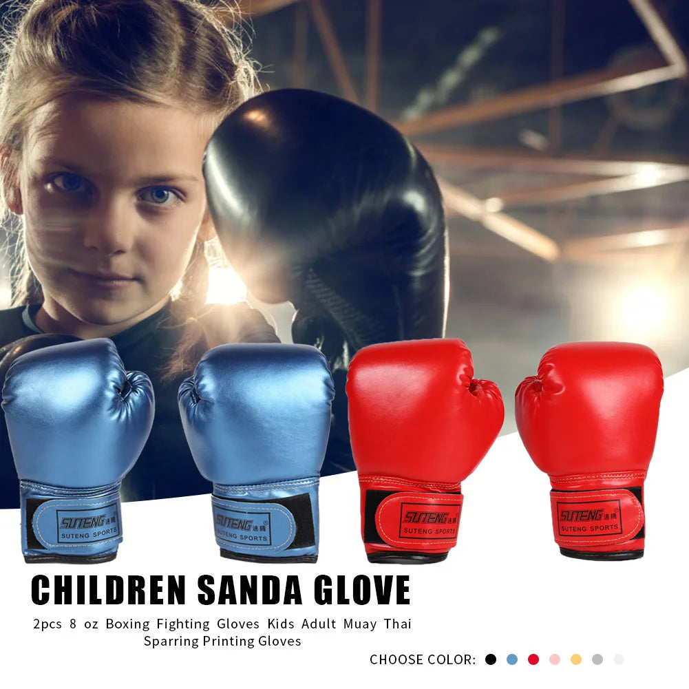 Guantes de boxeo para niños, manoplas de entrenamiento de golpeo, Kickboxing, Lucha, Fitness, Protector de mano para golpear, Azul, Negro, Rojo, 2 piezas
