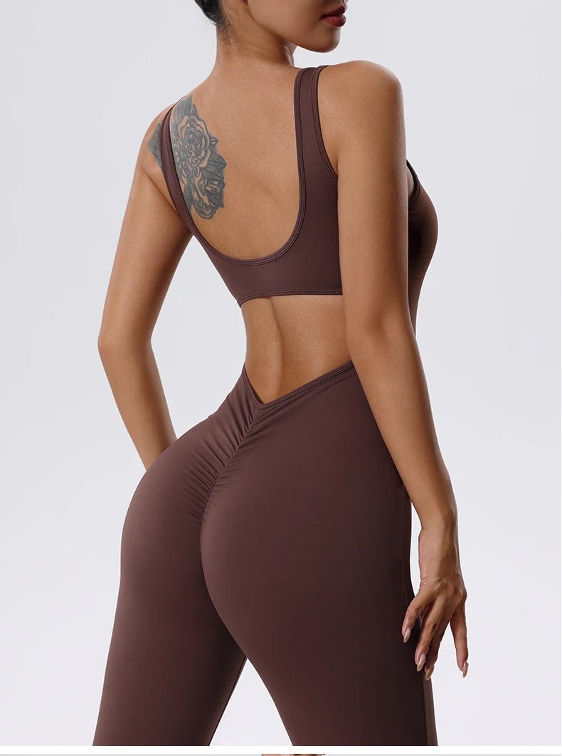 Conjunto de gimnasio Sexy para mujer, traje deportivo de una pieza,