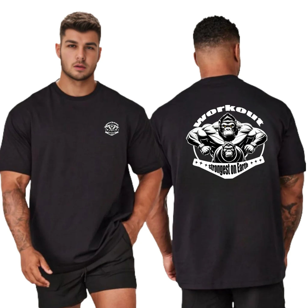 Camiseta deportiva para gimnasio, camiseta de manga corta de algodón para hombre, camiseta de culturismo para entrenamiento
