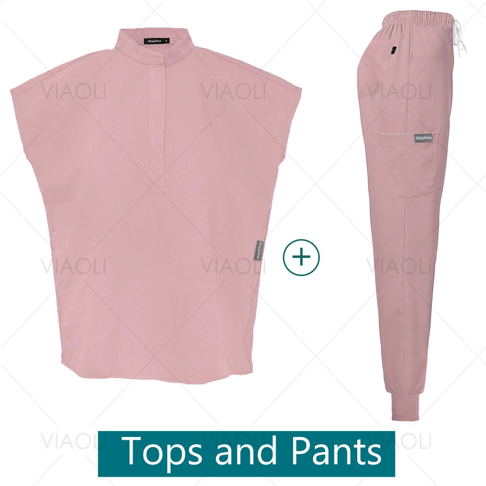Conjuntos de uniformes médicos para enfermería, ropa de trabajo para Hospital, batas quirúrgicas de Color sólido, Top exfoliante transpirable, pantalones para correr, traje