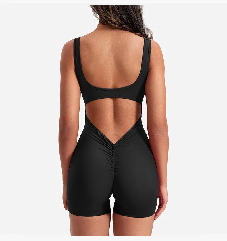 Ropa de gimnasio para Mujer, peleles sexys ajustados con cuello cuadrado y espalda descubierta