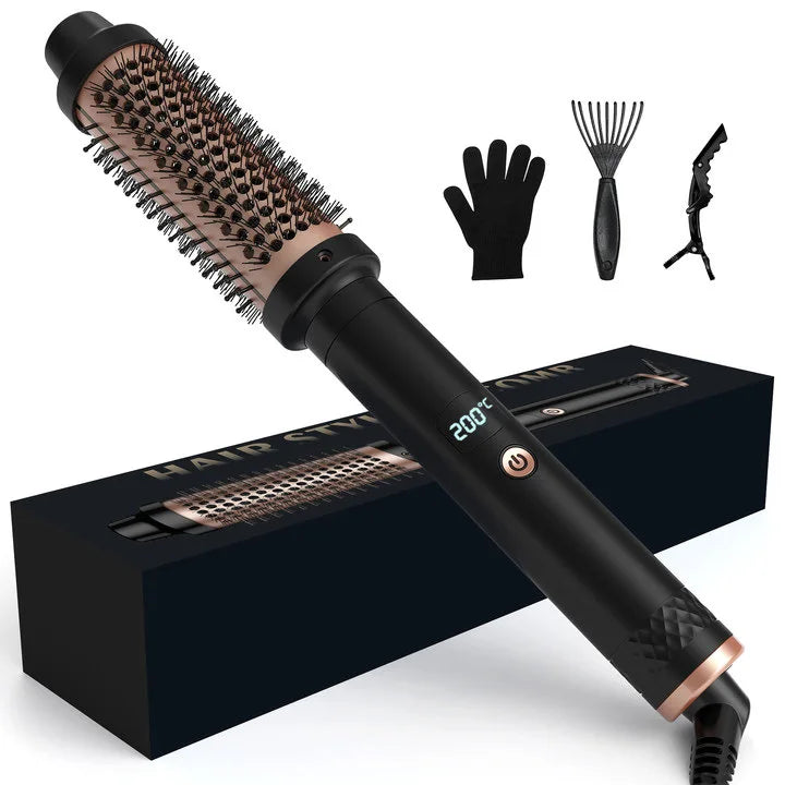 Cepillo caliente multifuncional 3 en 1 para alisar y rizar, peine para peinar el cabello iónico portátil de viaje, calentamiento rápido para cabello grueso/fino