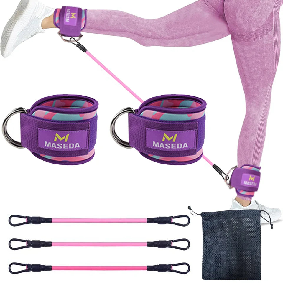 LOOGDEEL-Puños de tobillo con soporte de anillo en D, bandas de resistencia, correas de tobillo, Fitness, Yoga, extensión de fuerza de piernas, protector de gimnasio Unisex