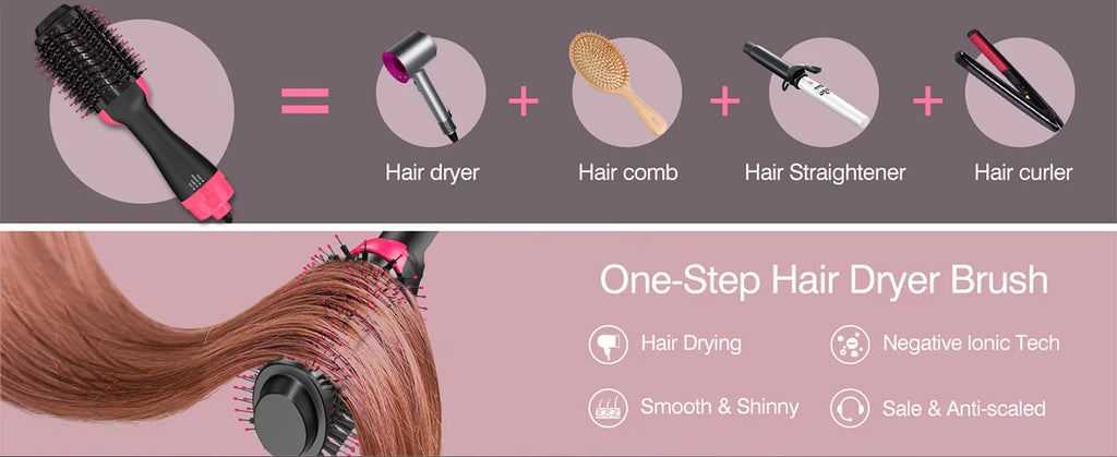 LISAPRO 2 en 1 secador de pelo de un solo paso y alisador de pelo, cepillo de aire caliente, rizador de pelo, belleza y estilismo de salud