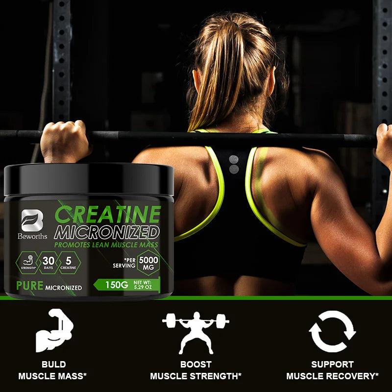 Beworths-Polvo de Monohidrato de Creatina, 5000Mg para preentrenamiento, construcción muscular, energía celular, cerebro, Salud para el gimnasio