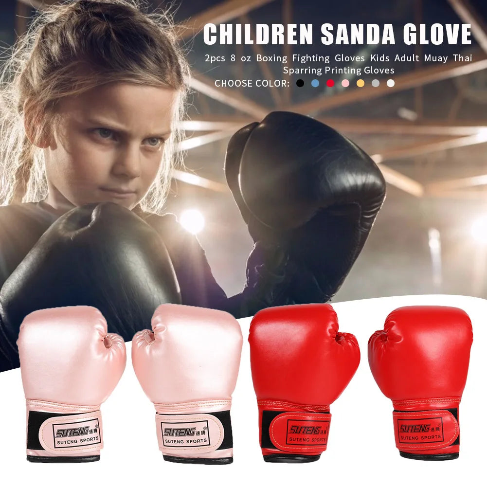 Guantes de boxeo para niños, manoplas de entrenamiento de golpeo, Kickboxing, Lucha, Fitness, Protector de mano para golpear, Azul, Negro, Rojo, 2 piezas