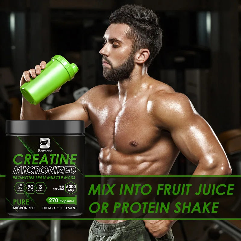 Beworths-Polvo de Monohidrato de Creatina, 5000Mg para preentrenamiento, construcción muscular, energía celular, cerebro, Salud para el gimnasio