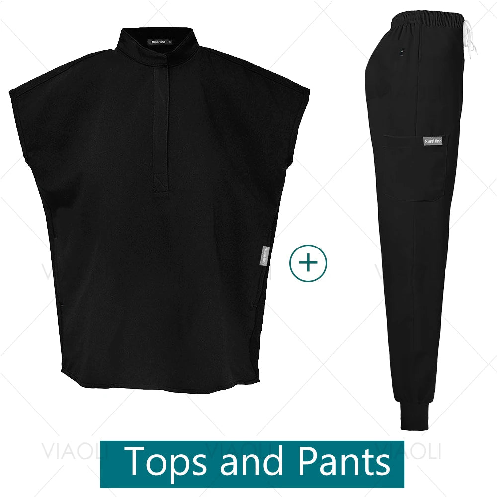 Conjuntos de uniformes médicos para enfermería, ropa de trabajo para Hospital, batas quirúrgicas de Color sólido, Top exfoliante transpirable, pantalones para correr, traje