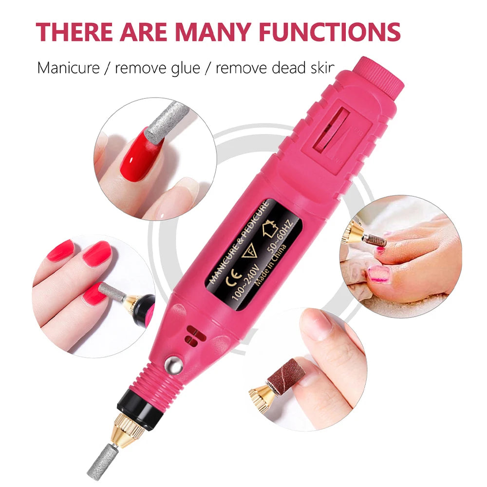 LULAA-taladro eléctrico para uñas, equipo de pulido de pedicura, molino para manicura, herramienta profesional de pulido de uñas fuerte