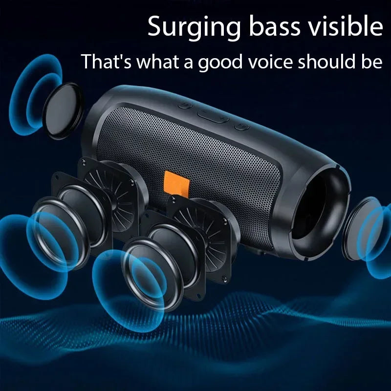 Altavoces Bluetooth con subwoofer portátil, altavoz envolvente estéreo para exteriores, resistente al agua, caja de sonido inalámbrica, compatible con Radio FM, tarjeta TF