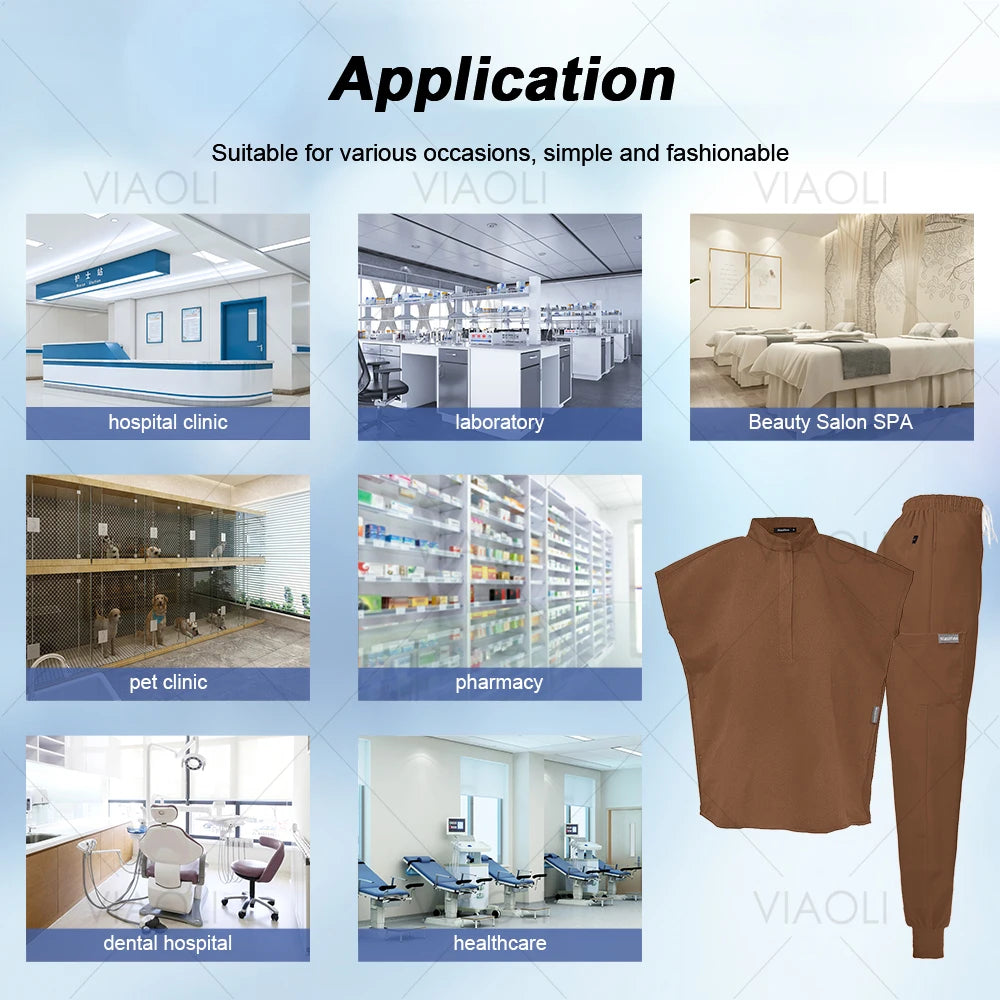 Conjuntos de uniformes médicos para enfermería, ropa de trabajo para Hospital, batas quirúrgicas de Color sólido, Top exfoliante transpirable, pantalones para correr, traje