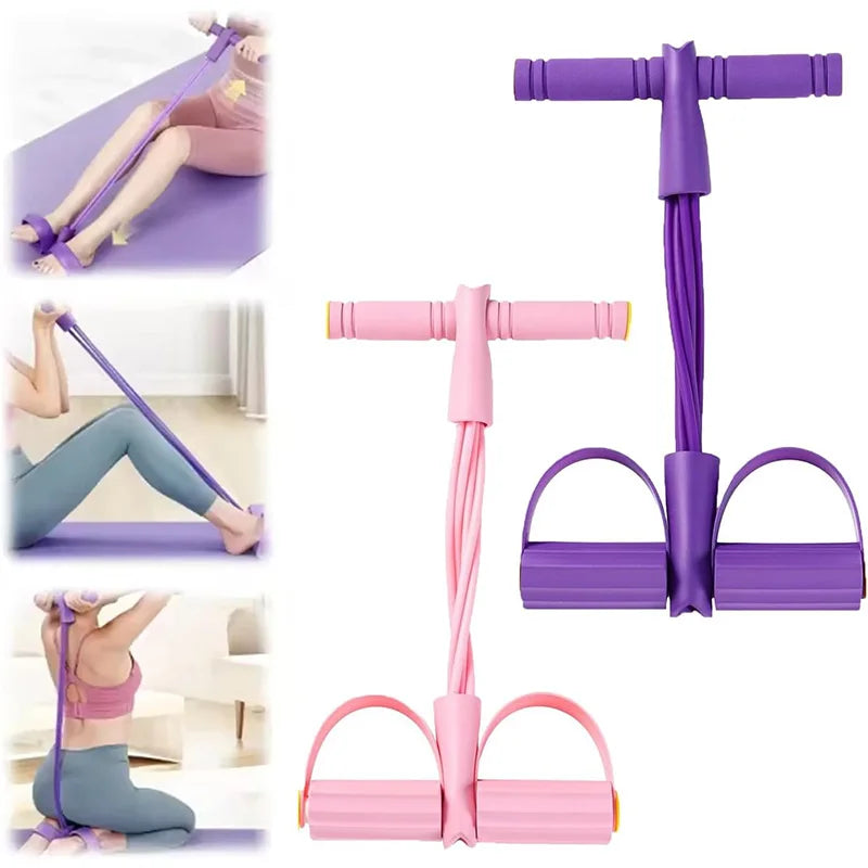 Tirador de Pedal de Yoga elástico de 6 tubos, banda de resistencia, cuerda de tensión multifunción, bandas de Fitness, elástico de 6 tubos para Abdomen, cintura y brazo