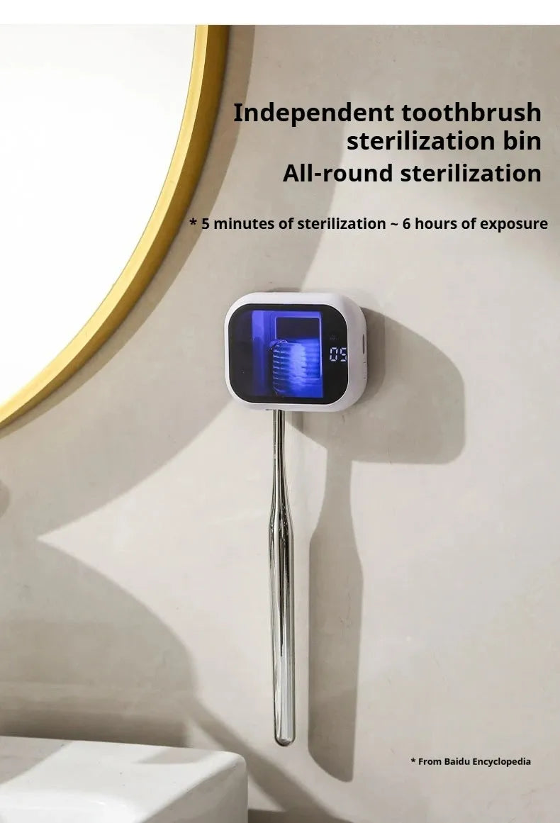 Esterilizador de cepillo de dientes UV portátil, recargable, pantalla inteligente, desinfectante Mini estuche desinfectante