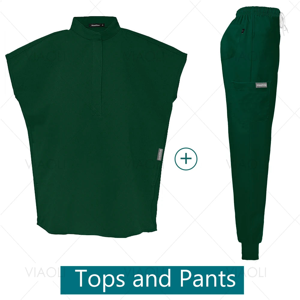 Conjuntos de uniformes médicos para enfermería, ropa de trabajo para Hospital, batas quirúrgicas de Color sólido, Top exfoliante transpirable, pantalones para correr, traje