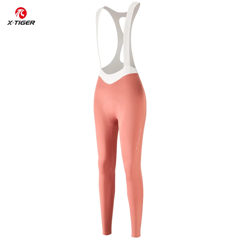 X-TIGER pantalones con pechera de ciclismo profesional para mujer, pantalones para bicicleta de montaña y carretera, medias transpirables con absorción de impacto para primavera y otoño