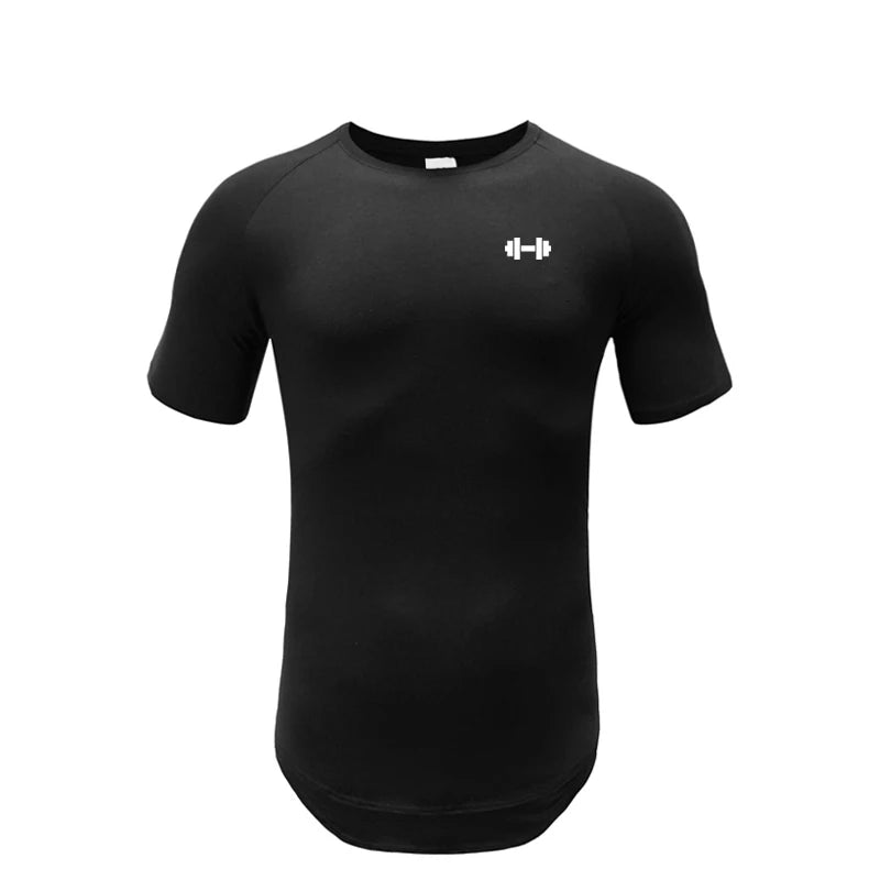 Ropa deportiva para gimnasio, culturismo, entrenamiento muscular, pantalón corto informal para hombre, ropa de algodón de manga, camisetas ajustadas transpirables para Fitness de verano