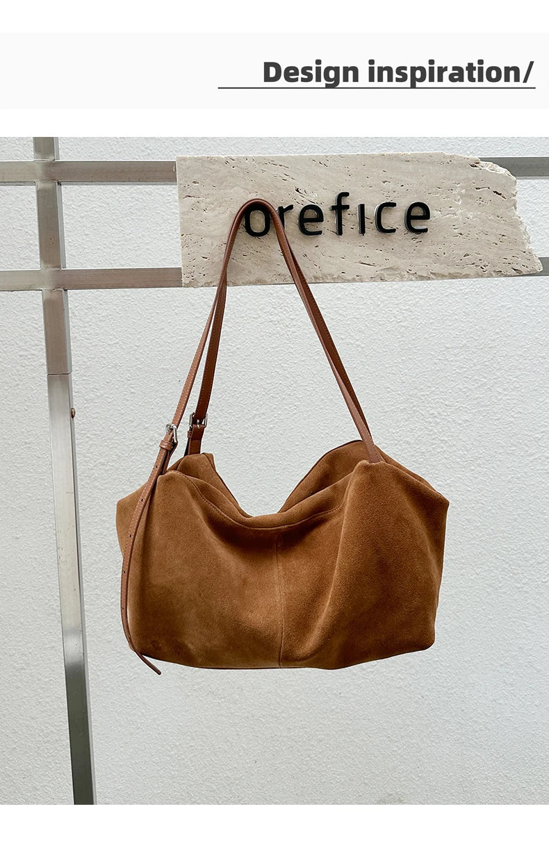 Bandoleras de piel auténtica de vaca de ante para mujer, bandolera de piel de vaca suave, diseño femenino, bolso de viaje perezoso de lujo