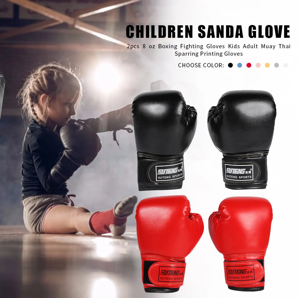 Guantes de boxeo para niños, manoplas de entrenamiento de golpeo, Kickboxing, Lucha, Fitness, Protector de mano para golpear, Azul, Negro, Rojo, 2 piezas