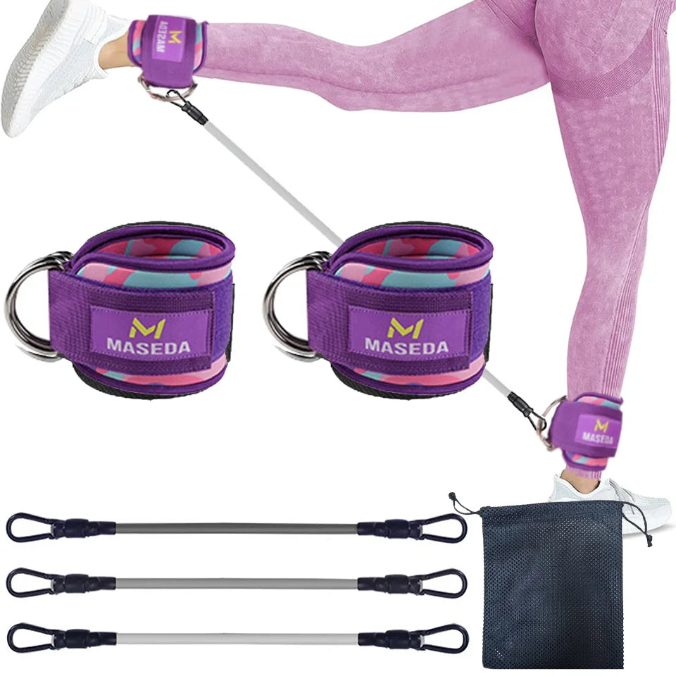 LOOGDEEL-Puños de tobillo con soporte de anillo en D, bandas de resistencia, correas de tobillo, Fitness, Yoga, extensión de fuerza de piernas, protector de gimnasio Unisex