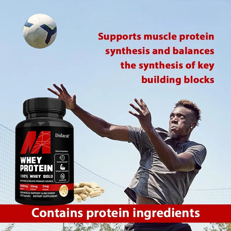 Capsuels de proteínas de suero, con proteínas de 5000 mg, apoya la recuperación, suplemento para la salud muscular equilibrada, la inmunidad, NO GMO