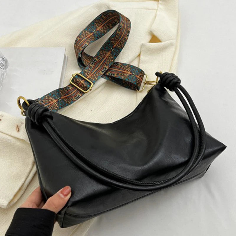 Nuevo bolso de mujer a la moda, textura de cuero suave de alta gama, bolso de un solo hombro, bolso cruzado para mujer, hombro ancho geométrico