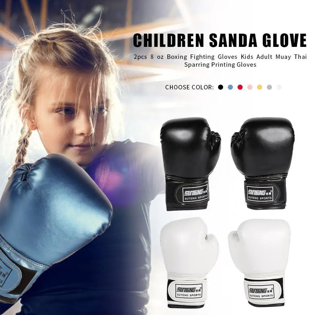 Guantes de boxeo para niños, manoplas de entrenamiento de golpeo, Kickboxing, Lucha, Fitness, Protector de mano para golpear, Azul, Negro, Rojo, 2 piezas