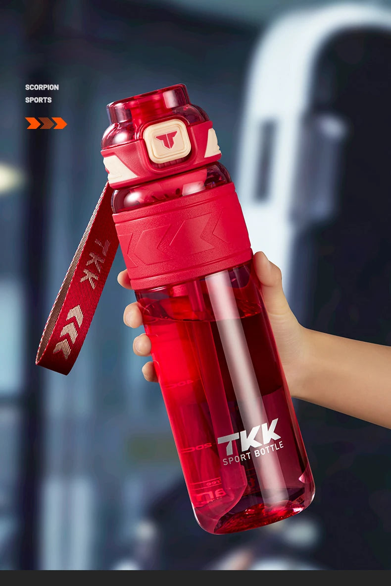 botella de agua deportiva Tritan sin BPA pajita portátil a prueba de fugas plástico Drinkware hervidor de Fitness al aire libre