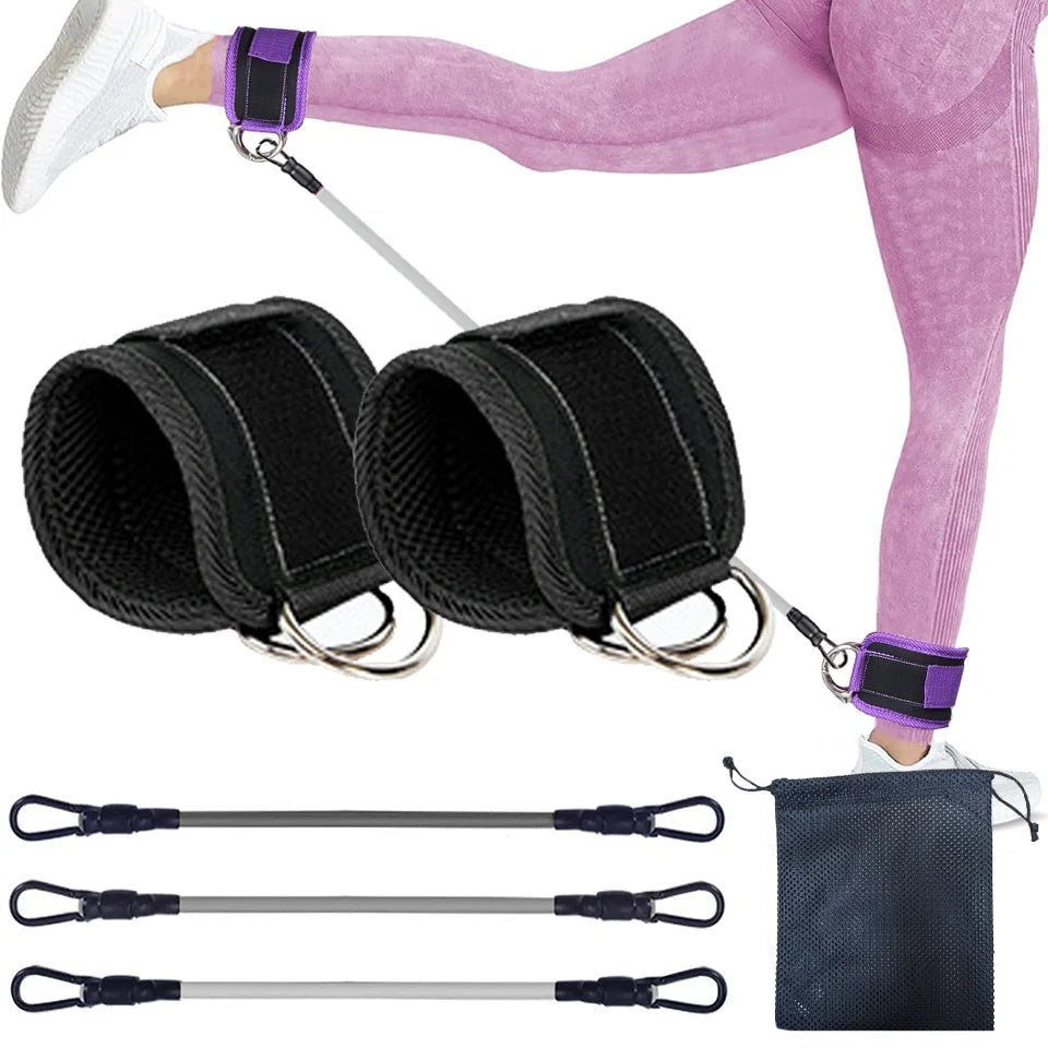 LOOGDEEL-Puños de tobillo con soporte de anillo en D, bandas de resistencia, correas de tobillo, Fitness, Yoga, extensión de fuerza de piernas, protector de gimnasio Unisex