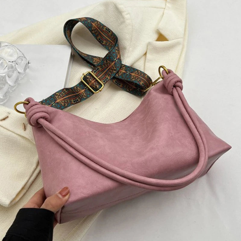 Nuevo bolso de mujer a la moda, textura de cuero suave de alta gama, bolso de un solo hombro, bolso cruzado para mujer, hombro ancho geométrico