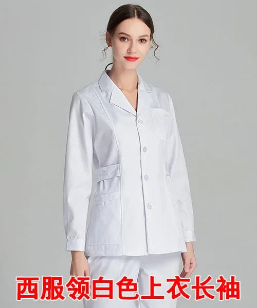 Uniformes de enfermera de manga larga azul, bata de laboratorio, uniforme de médico para mujer, prendas de vestir, ropa médica, ropa de trabajo de salón de belleza