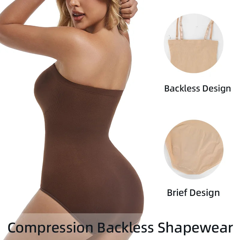 Body sin tirantes para mujer, ropa moldeadora sin costuras, Tops Tude, moldeador de cuerpo, entrenador de cintura de compresión, levantador de glúteos con realce, moldeador sin espalda