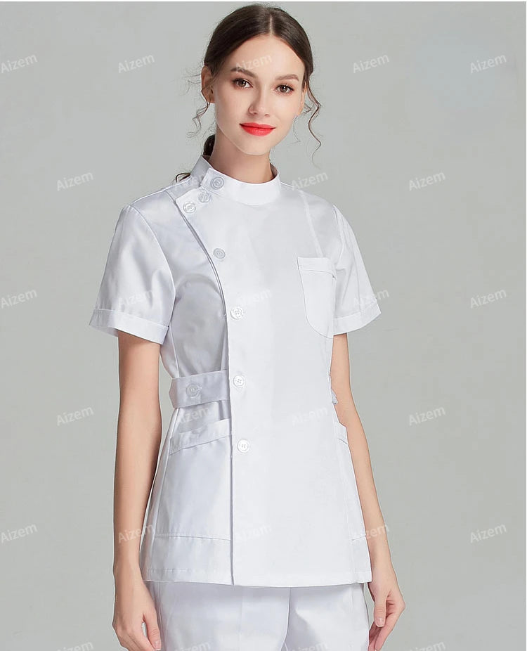 Uniformes de enfermera de manga larga azul, bata de laboratorio, uniforme de médico para mujer, prendas de vestir, ropa médica, ropa de trabajo de salón de belleza