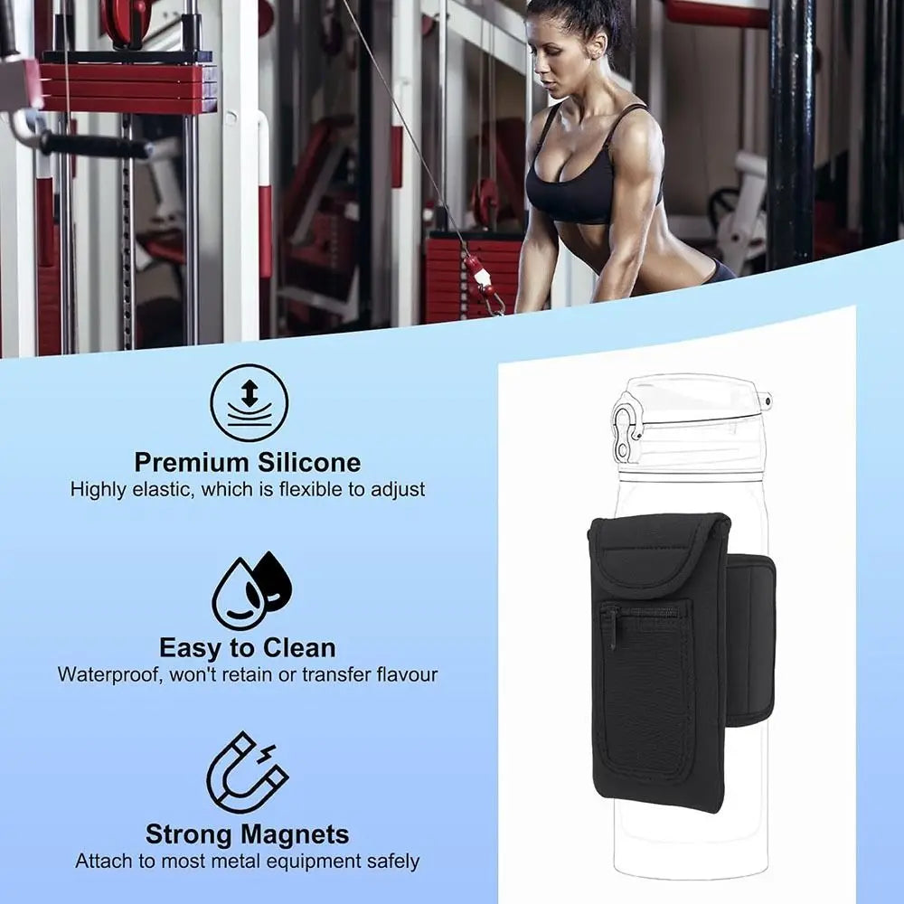 Funda elástica, para botella de gym, magnética elástica, impermeables para botellas de agua