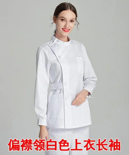 Uniformes de enfermera de manga larga azul, bata de laboratorio, uniforme de médico para mujer, prendas de vestir, ropa médica, ropa de trabajo de salón de belleza