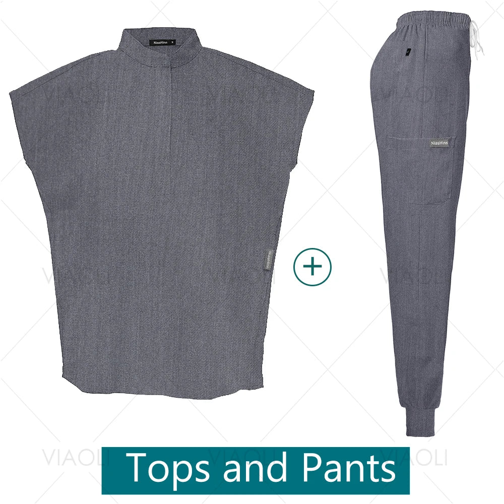 Conjuntos de uniformes médicos para enfermería, ropa de trabajo para Hospital, batas quirúrgicas de Color sólido, Top exfoliante transpirable, pantalones para correr, traje
