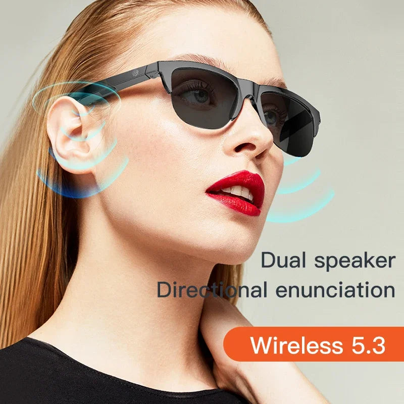 Nuevas gafas de sol inteligentes Bluetooth V5.3 llamadas, auriculares para deportes al aire libre, tecnología negra HIFI, antitouch UV para hombres y mujeres