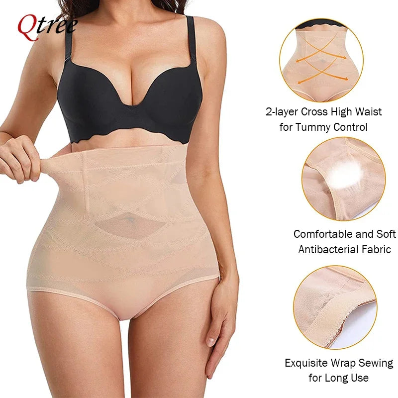Qtree ropa moldeadora de talla grande para mujer, bragas de Control de barriga, levantamiento de glúteos, entrenador de cintura, moldeador de cuerpo, ropa interior de vientre sin costuras