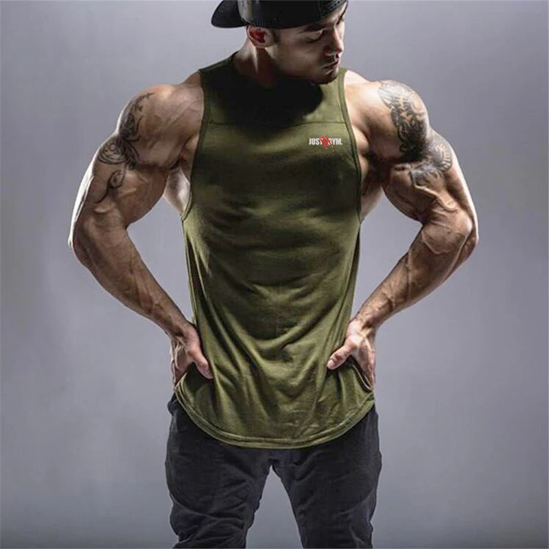 Playera  hombre, sin mangas holgadas informales de algodón GYM