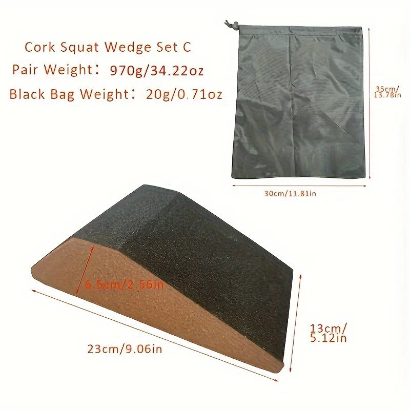 Juego de cuña de fitness de madera de color sólido con superficie antideslizante para sentadillas y estiramiento, incluye bolsa de transporte portátil (par)