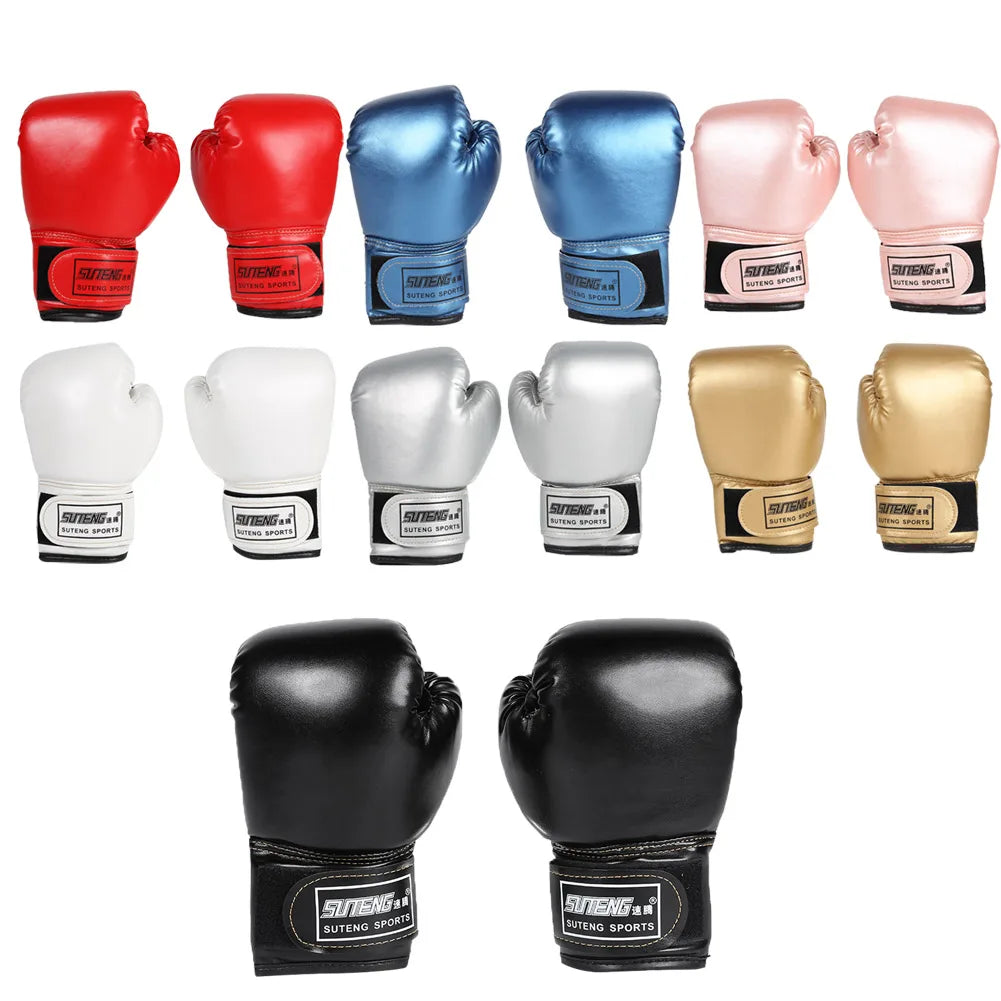 Guantes de boxeo para niños, manoplas de entrenamiento de golpeo, Kickboxing, Lucha, Fitness, Protector de mano para golpear, Azul, Negro, Rojo, 2 piezas