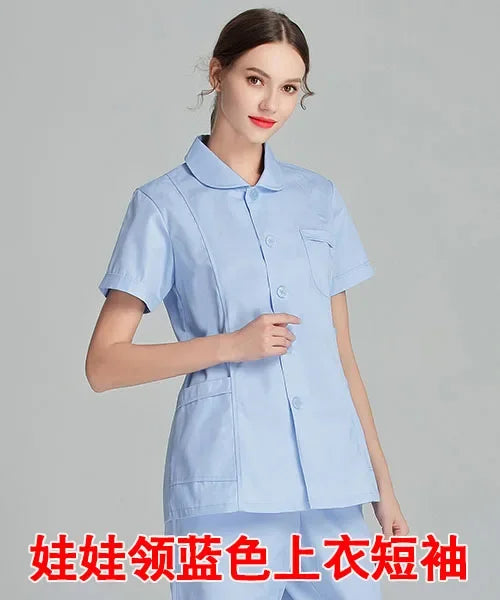 Uniformes de enfermera de manga larga azul, bata de laboratorio, uniforme de médico para mujer, prendas de vestir, ropa médica, ropa de trabajo de salón de belleza