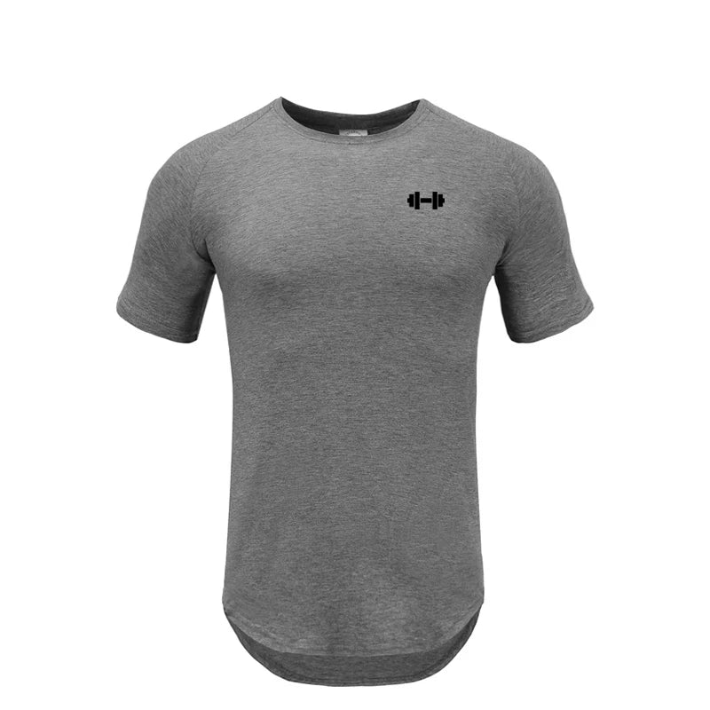 Ropa deportiva para gimnasio, culturismo, entrenamiento muscular, pantalón corto informal para hombre, ropa de algodón de manga, camisetas ajustadas transpirables para Fitness de verano