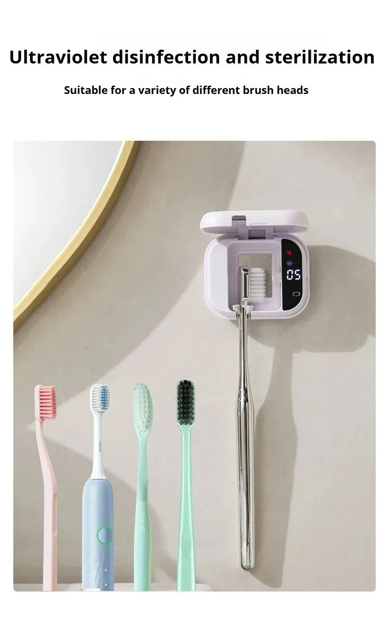 Esterilizador de cepillo de dientes UV portátil, recargable, pantalla inteligente, desinfectante Mini estuche desinfectante