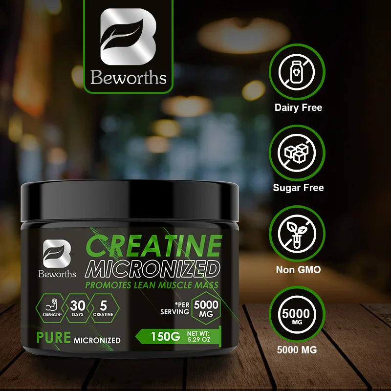 Beworths-Polvo de Monohidrato de Creatina, 5000Mg para preentrenamiento, construcción muscular, energía celular, cerebro, Salud para el gimnasio
