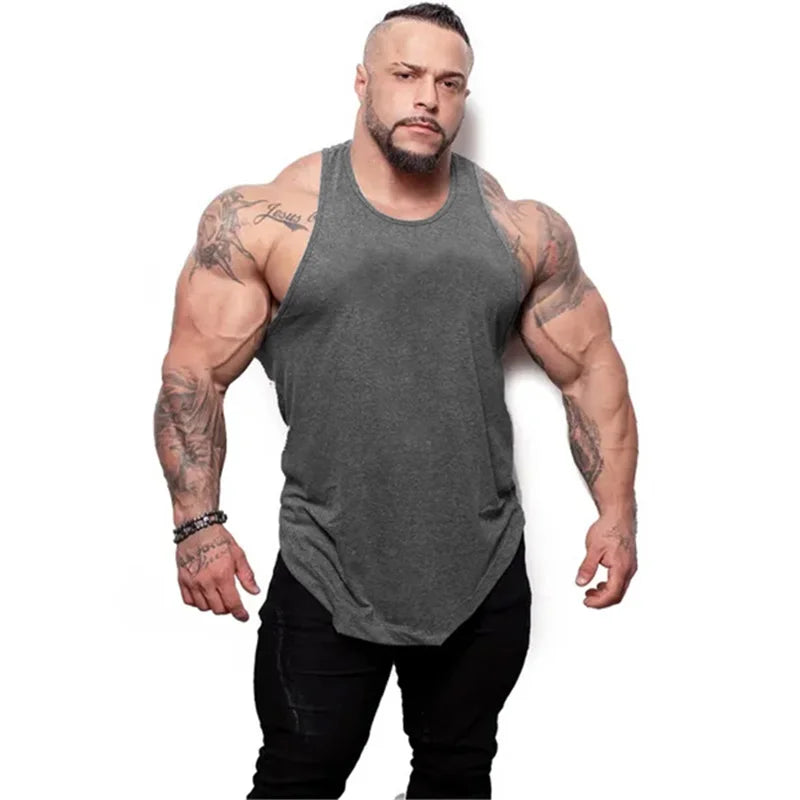 PLAYERA sin mangas transpirable de algodón de Color sólido para hombre, deportivas gym