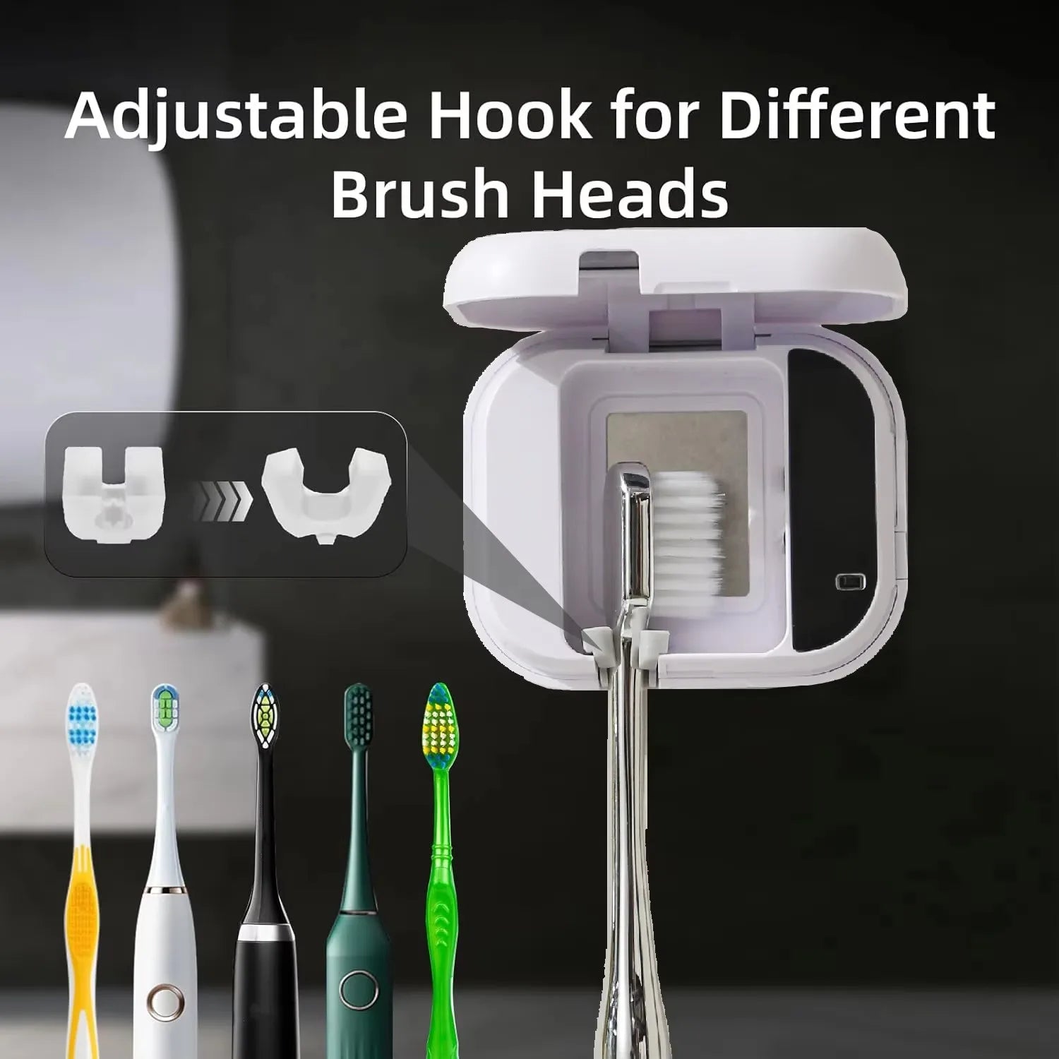 Esterilizador de cepillo de dientes UV portátil, recargable, pantalla inteligente, desinfectante Mini estuche desinfectante