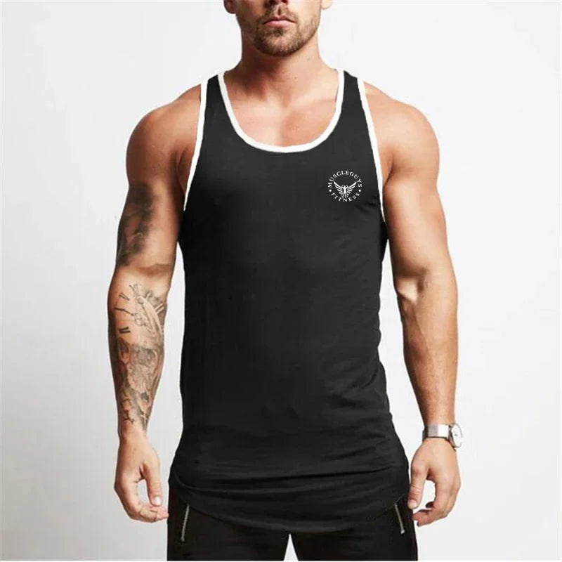 Camiseta deportiva para culturismo y gimnasio, chaleco muscular para entrenamiento, camiseta sin mangas transpirable de algodón para Fitness, camisetas sin mangas de entrenamiento para hombre