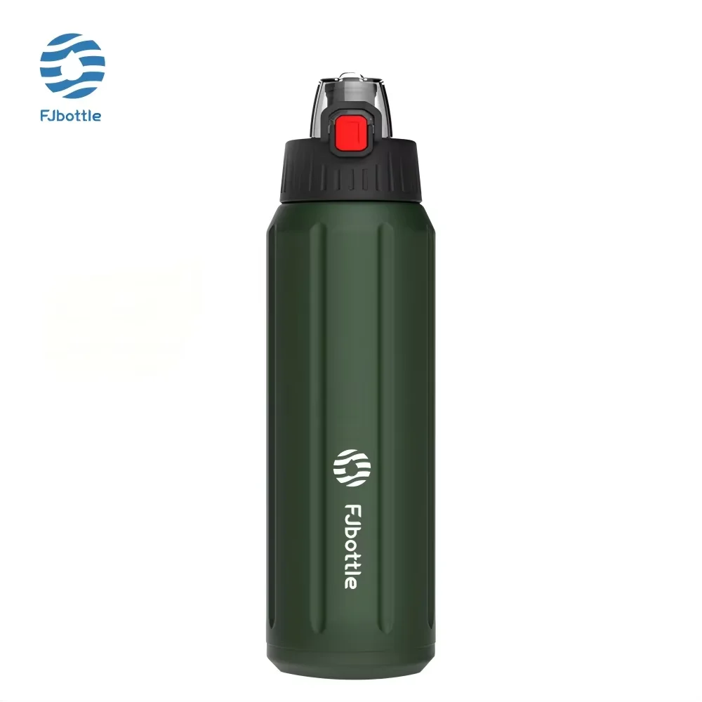 FEIJIAN Termo de doble pared, botella deportiva, 600 ml, acero inoxidable 18/10, termo, vaso aislado, a prueba de fugas, personalizado