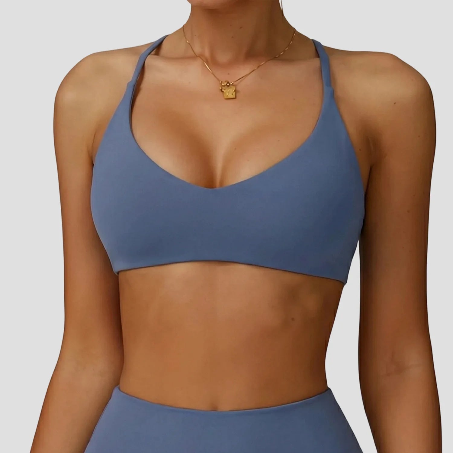 Sujetador deportivo de alto impacto para mujer, ropa interior de gimnasio con realce en la espalda, Top corto de Yoga cruzado, entrenamiento para correr, Fitness, Pilates, Color sólido