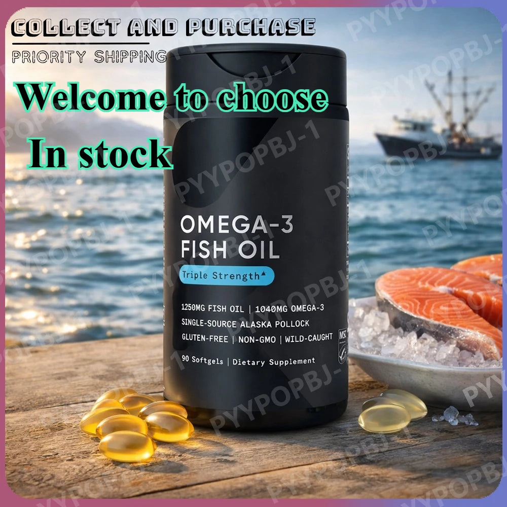 Cápsulas de Aceite de Pescado Omega-3 con Extracto de Abadejo Silvestre de Alaska, Suplemento Nutricional Diario, Apoyo para la Salud, 90 Cápsulas por Botella